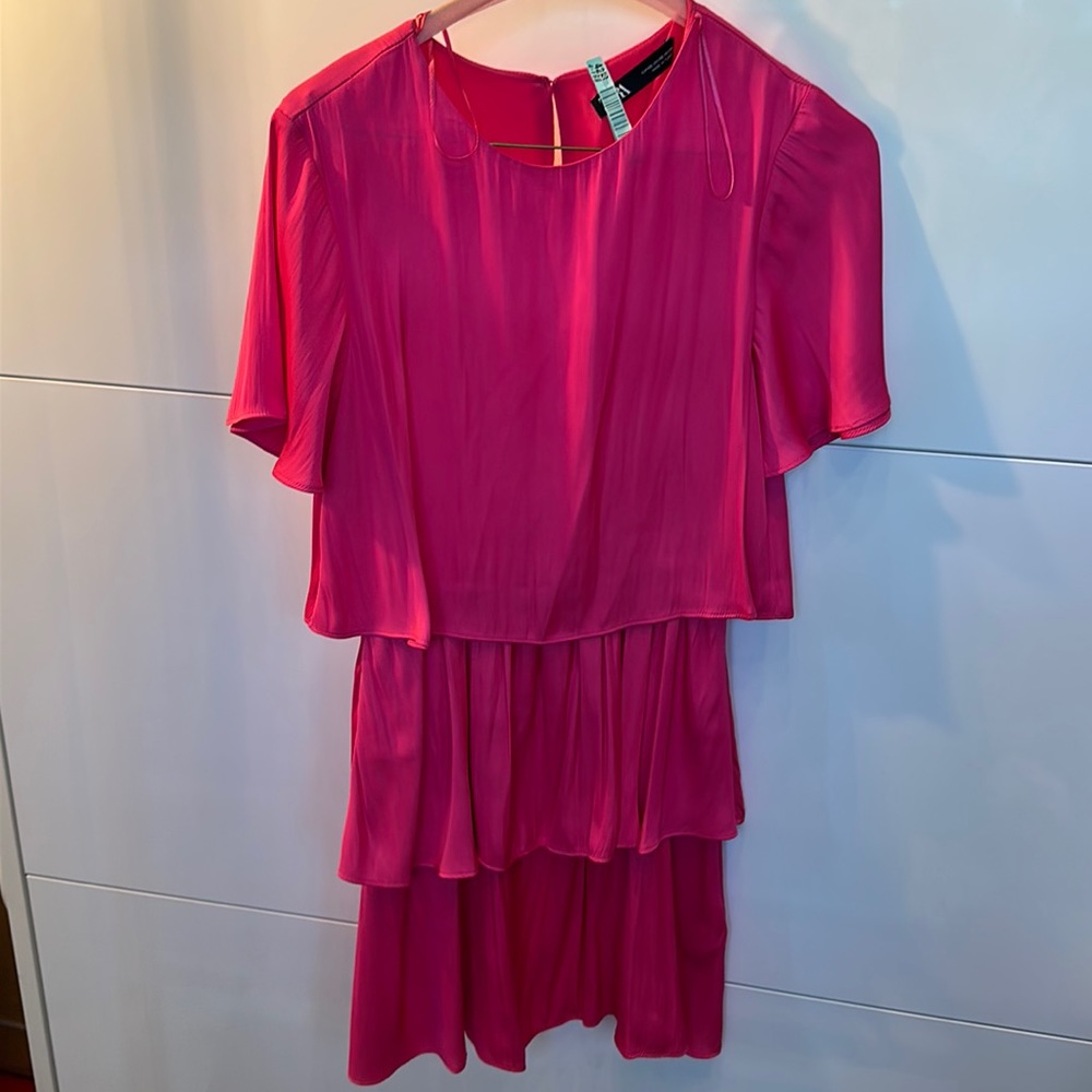 3 tier bright pink mini dress.